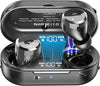 Wireless Earbuds Bluetooth Headphones Premium Fidelity Sound Quality Wireless Charging Case Digital LED Intelligence Display IPX8 Waterproof Earphones Built-in Mic Headset for Sport Black