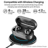 Wireless Earbuds Bluetooth Headphones Premium Fidelity Sound Quality Wireless Charging Case Digital LED Intelligence Display IPX8 Waterproof Earphones Built-in Mic Headset for Sport Black
